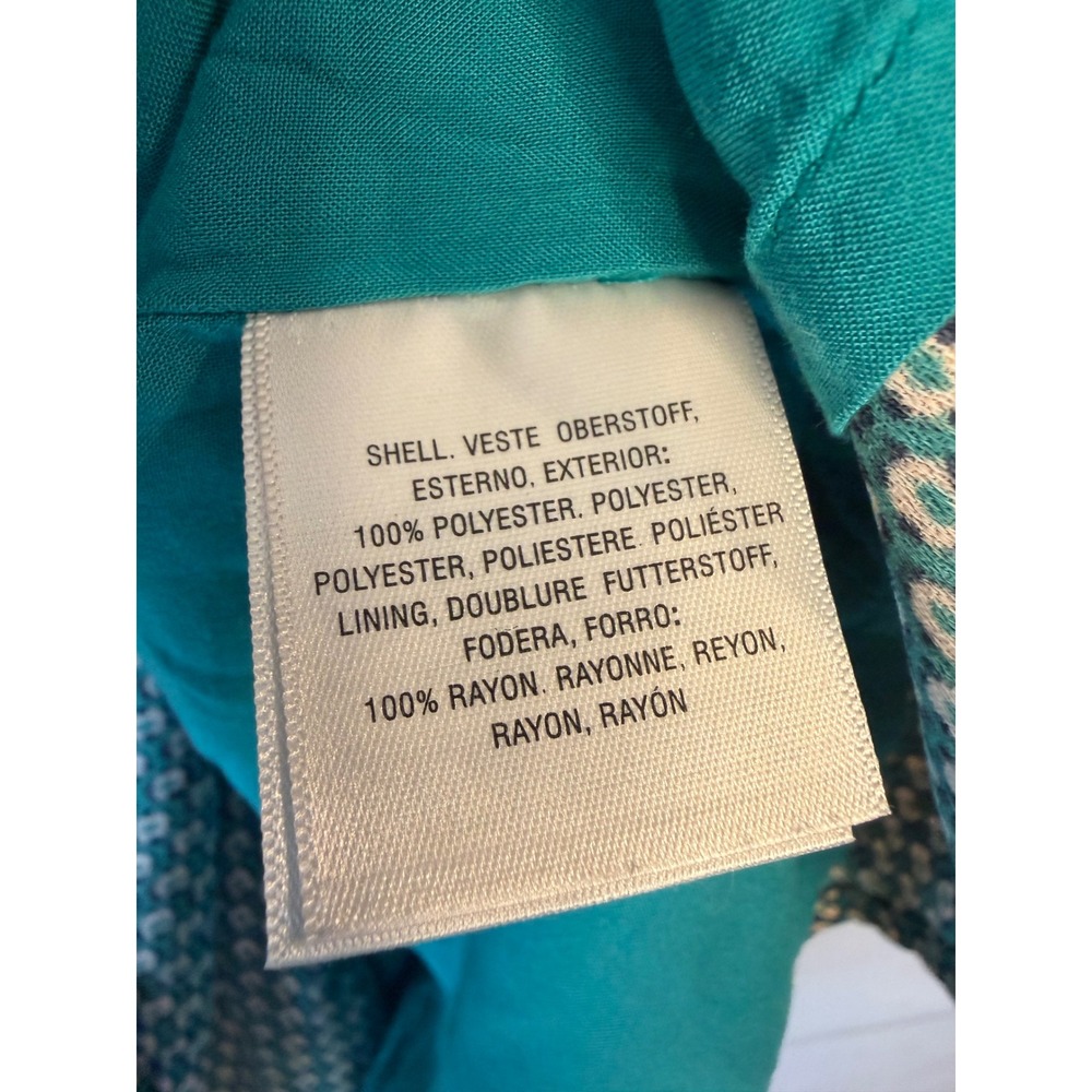 Maeve Anthropologie Teal Geometric Honeycomb Puff Sleeve Ruffle Mini Dress 6P - Picture 5 of 7